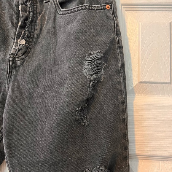 BDG Charcoal Kick Flare High Rise Cropped Distressed Jeans Urban Outfitters - Picture 6 of 15